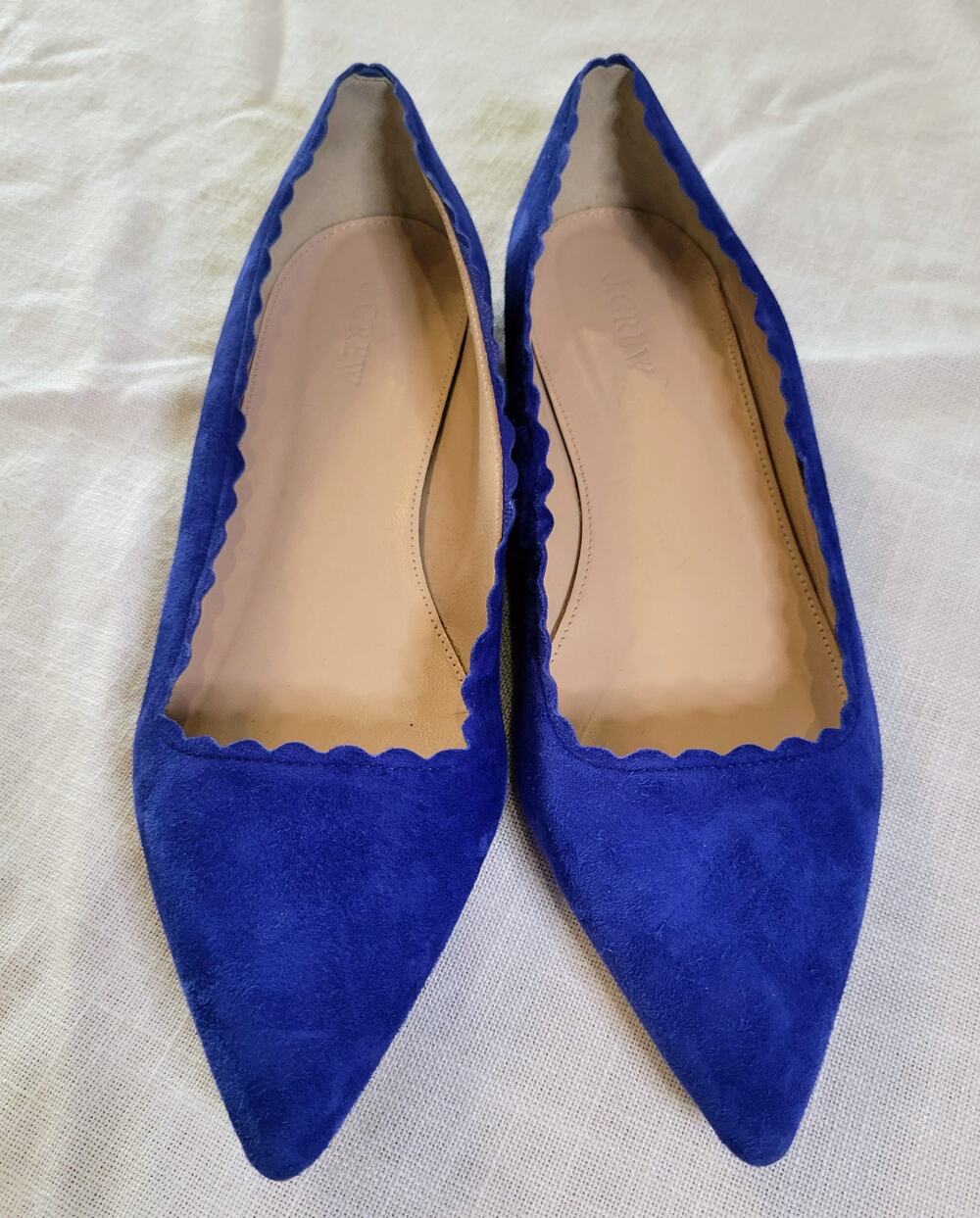 J.Crew Blue Suede Scalloped Flats | Size 9